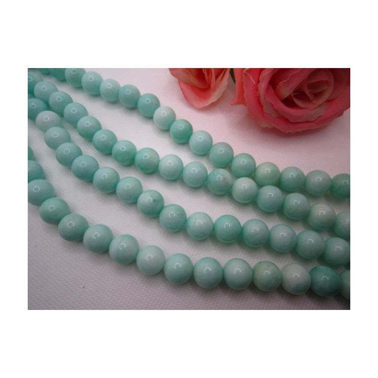 PERLES JADES VERT MENTHE 12MM
