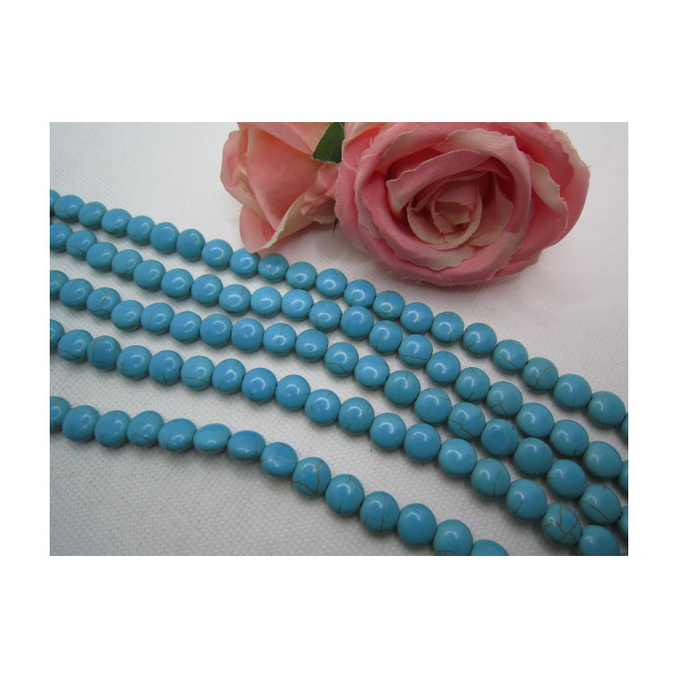 PERLES TURQUOISE RONDE PLAT 10MM