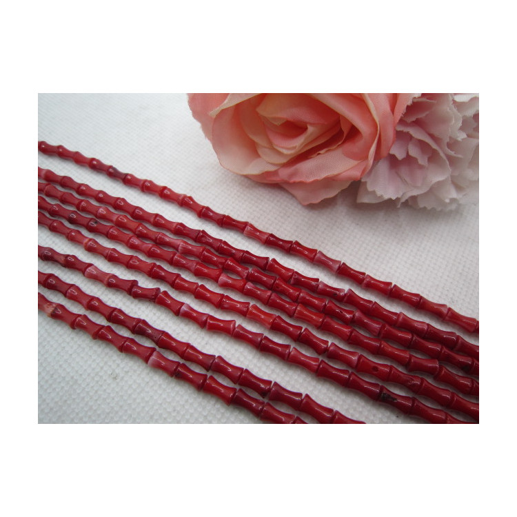 PERLES CORAIL BAMBOU 4X7MM ROUGE
