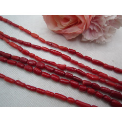 PERLES CORAIL 4x8MM-5X14MM ROUGE
