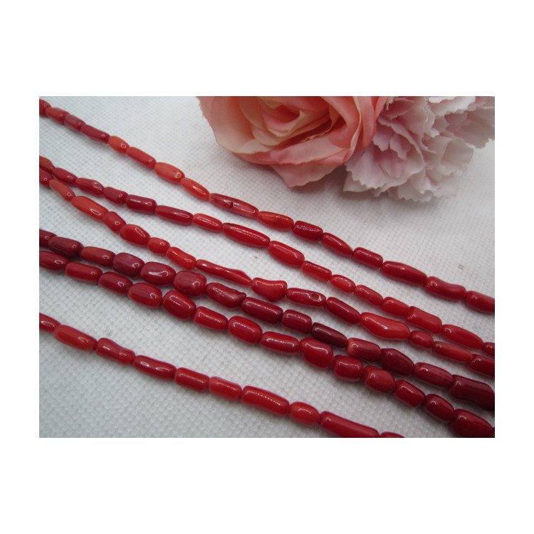 PERLES CORAIL 4x8MM-5X14MM ROUGE