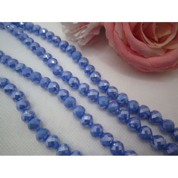PERLES CRISTAL FACETTE FORME DE BRIOCHE 8MM bleu