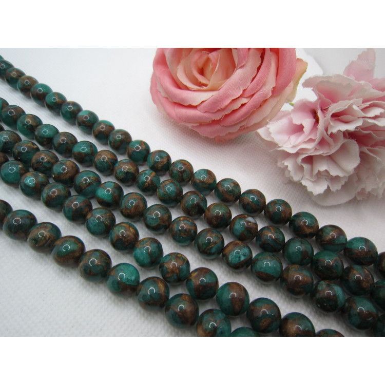 JASPE CLOISONNE VERT OR 10 MM