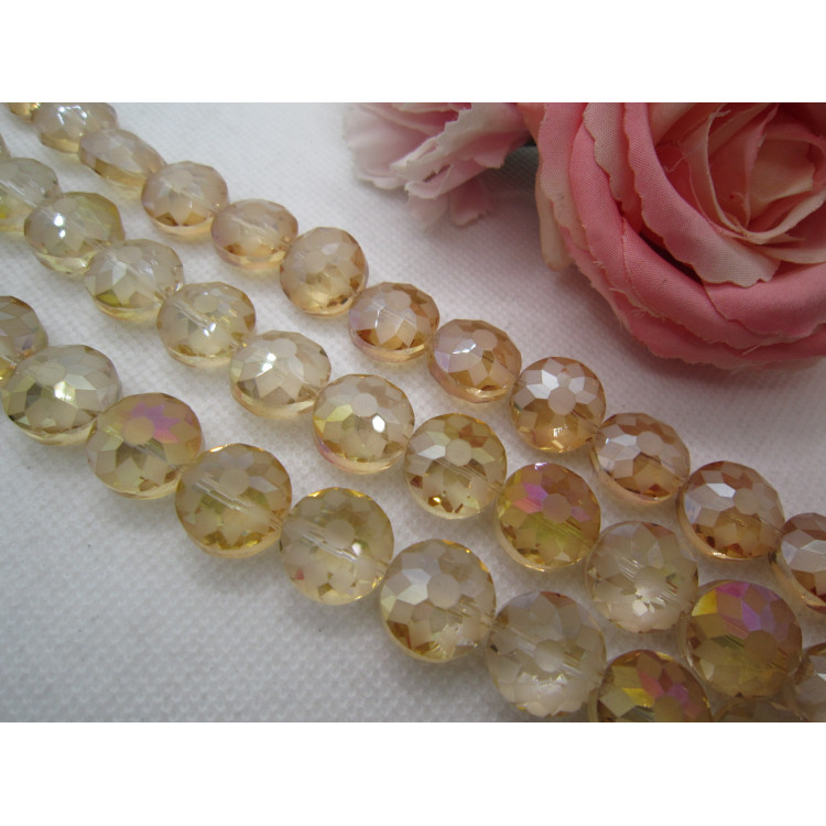 PERLES CRISTAL PLAT 14MM JAUNE