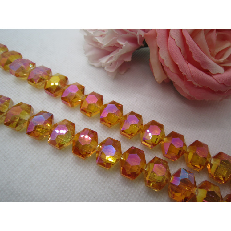 PERLES CRISTAL PLAT HEXAGONE 19MM ORANGE