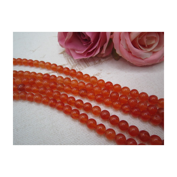 PERLES JADE 8MM ORANGE