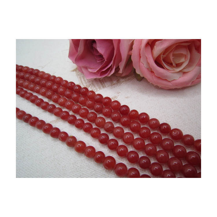 PERLES JADE 8MM ROUGE