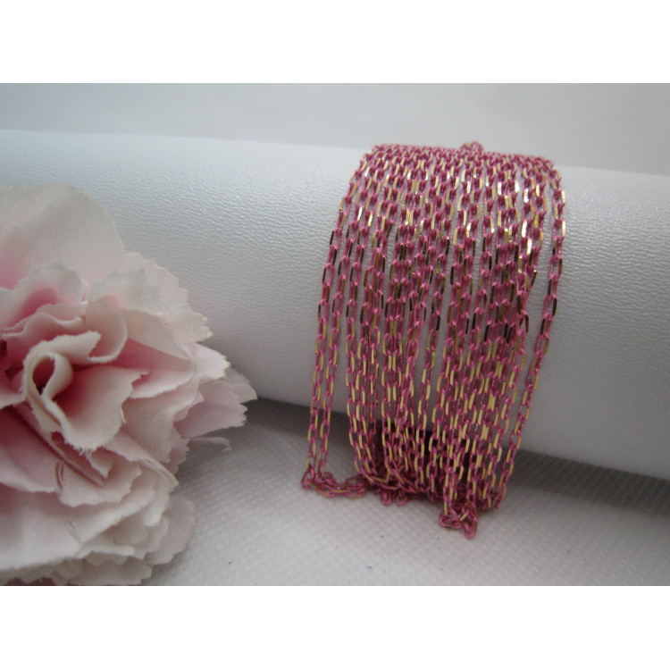 CHAÎNE MAILLE CHEVAL LAITON 2 MM ROSE