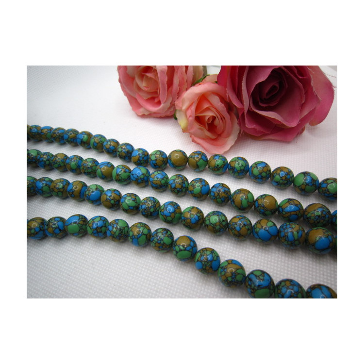 PERLES MALACHITE SYNTHÉTIQU 12MM FORME DE LA TERRE